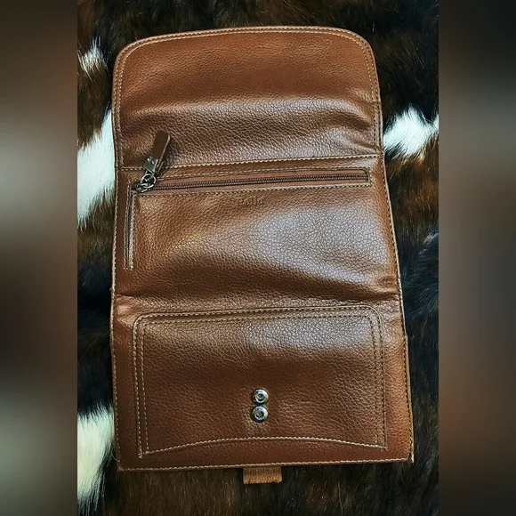 Vintage Relic Fossil Brown Pebbled Leather Trifold Wallet & Checkbook Wallet Set - Picture 8 of 13